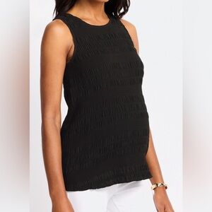 Bobeau NWT Maternity Smocked Black Sleeveless Top Size S